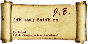 Jánosy Balázs névjegykártya