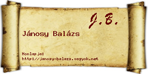 Jánosy Balázs névjegykártya